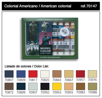 Vallejo Paints 17ml Bottle American Colonial Model Color Paint Set (16 Colors)