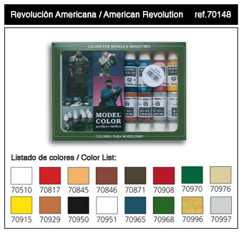 Vallejo Paints 17ml Bottle American Revolution Model Color Paint Set (16 Colors)