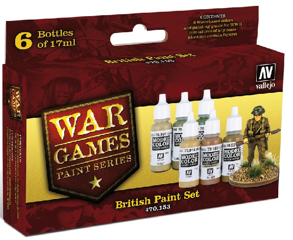 Vallejo Paints 17ml Bottle British Army WWII Wargames Paint Set (6 Colors)