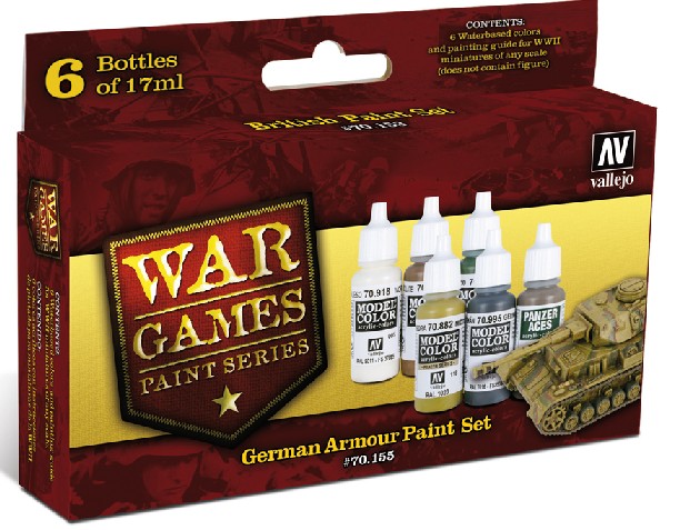 Vallejo Paints 17ml Bottle German Armor WWII Wargames Paint Set (6 Colors)