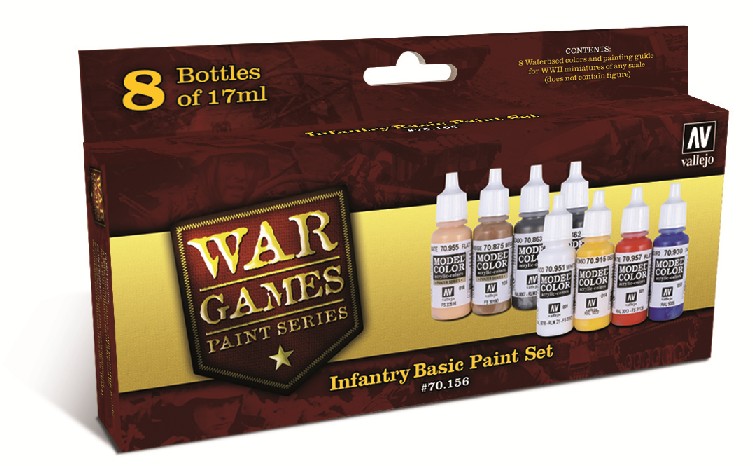Vallejo Paints 17ml Bottle Infantry Basic WWII Wargames Paint Set (8 Colors)