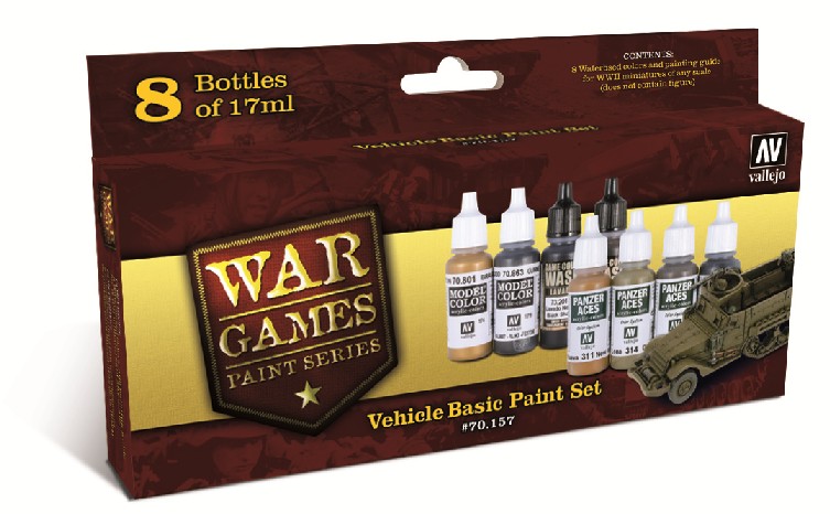 Vallejo Paints 17ml Bottle Vehicle Basic WWII Wargames Paint Set (8 Colors)