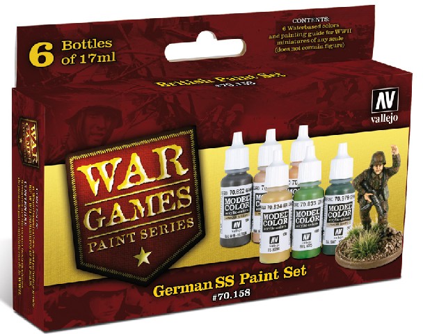 Vallejo Paints 17ml Bottle German SS WWII Wargames Paint Set (6 Colors)