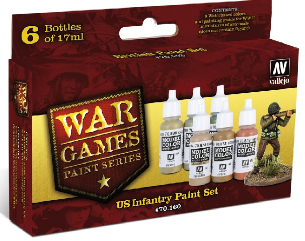 Vallejo Paints 17ml Bottle US Infantry WWII Wargames Paint Set (6 Colors)