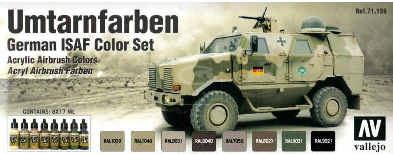 Image 0 of Vallejo Paints 17ml Bottle German ISAF Model Air Paint Set (8 Colors)