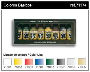 Image 0 of Vallejo Paints 17ml Bottle Basic Model Air Paint Set (8 Colors)