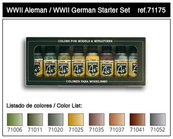 Vallejo Paints 17ml Bottle WWII German Model Air Paint Set (8 Colors)