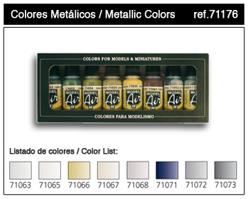 Image 0 of Vallejo Paints 17ml Bottle Metallics Model Air Paint Set (8 Colors)