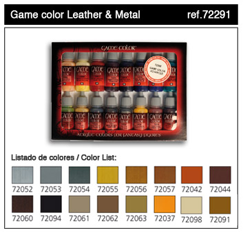 Vallejo Paints 17ml Bottle Leather & Metal Game Color Paint Set (16 Colors)