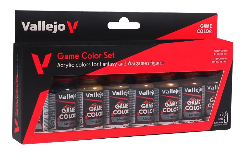 Vallejo Paints 17ml Bottle Metallic Game Color Paint Set (8 Colors)