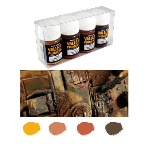 Vallejo Paints 30ml Bottle Rust & Oil Pigment Powder Set (4 Colors)