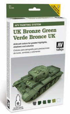 Vallejo Paints 8ml Bottle UK Bronze Green AFV Paint Set (6 Colors)