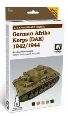 Image 0 of Vallejo Paints 8ml Bottle German Afrika Korps 1942-44 (DAK) AFV Paint Set (6 Col