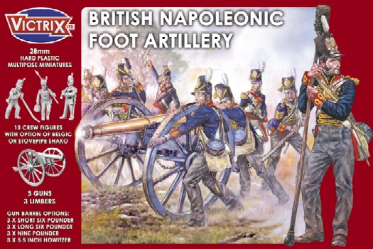 Victrix LTD Figures 28mm British Napoleonic Foot Artillery (15 w/3 Guns & Limber