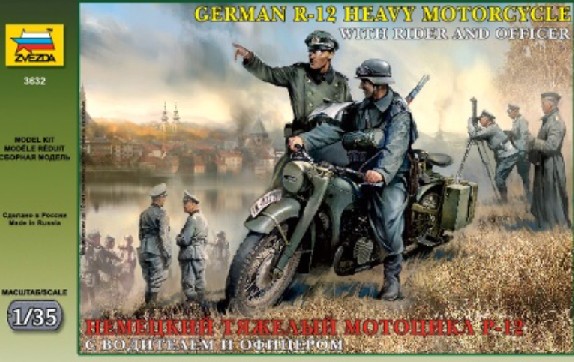 Image 0 of Zvezda 1/35 WWII German R12 Motorcycle w/Rider & Officer