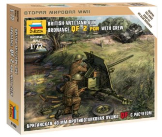 Image 0 of Zvezda 1/72 British QF 2-Pdr Anti-Tank Gun w/2 Crew (Snap)