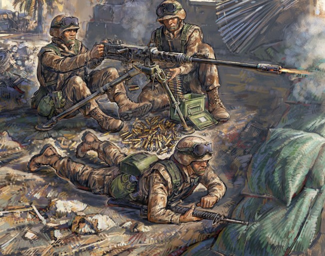 Image 0 of Zvezda 1/72 Modern US Browning Machine Gun w/3 Crew (Snap)