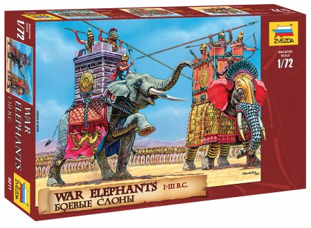 Zvezda 1/72 War Elephants III-I BC (2 & 7 Figs)